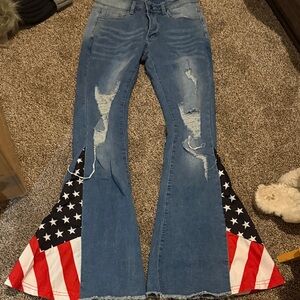 American Flag Flare Jeans